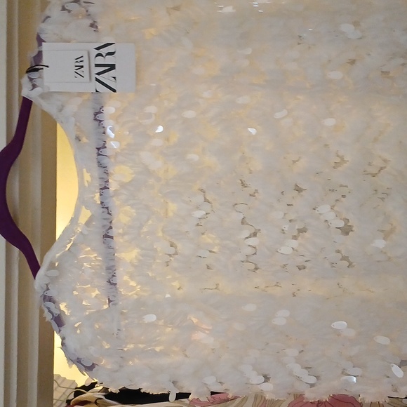 Zara White Sequence crop top - Picture 6 of 10